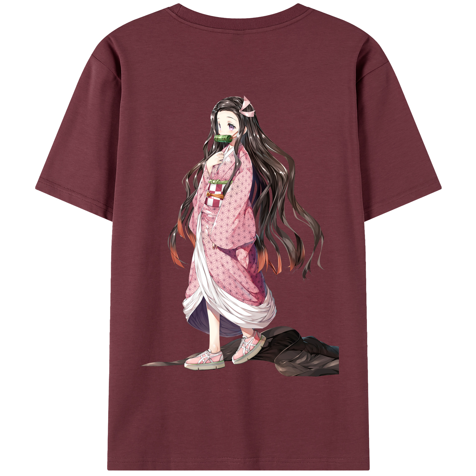 （画像用） 鬼滅の刃（きめつのやいば）竈門 禰󠄀豆子／かまど ねずこ Kamado Nezuko 綿100％半袖Tシャツ（背面プリント）